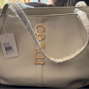 Cavalli Class Cream Tote Bag with Gold Accents